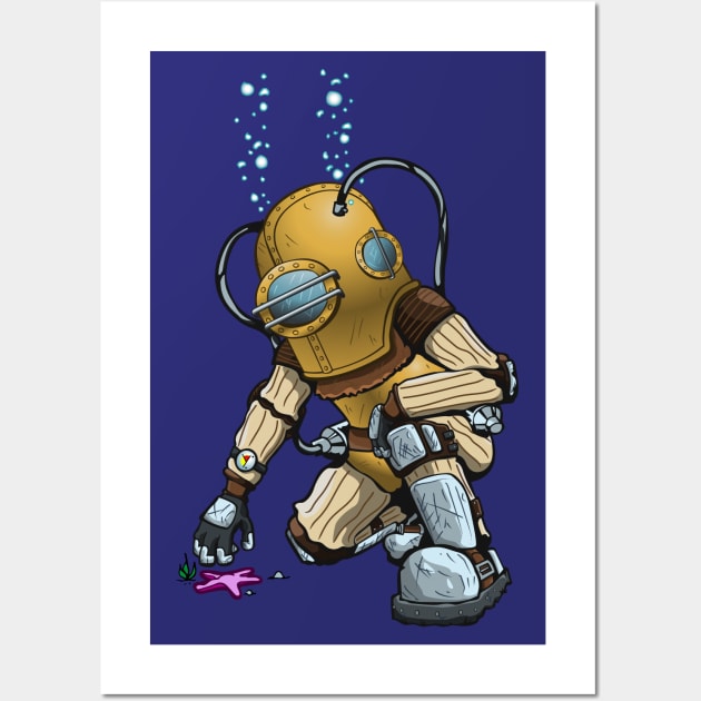 Deep Sea Diver - Big Daddy (Coloured) Wall Art by deancoledesign